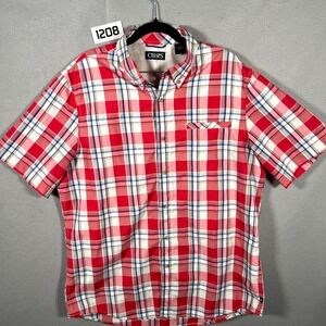 Chaps Shirt Mens Large Multicolor Plaid Mesh Lined Short Sleeve Button Down